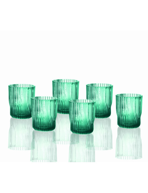 PLISSE TURQUOISE GLASSES 6 PC SET | Brandani