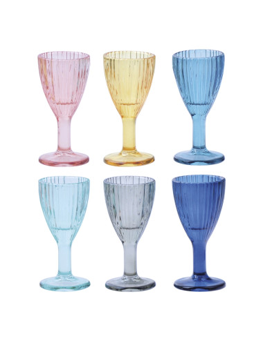 LIQUORINO CALICE SHOT PLISSE' COLORI ASSORTITI SET 6 PZ VET | Brandani