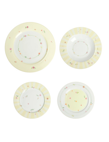 TAVOLA 18 PZ POLLINE GIALLO NEW BONE CHINA | Brandani