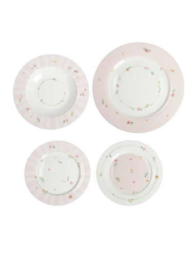 TAVOLA 18 PZ POLLINE ROSA NEW BONE CHINA | Brandani