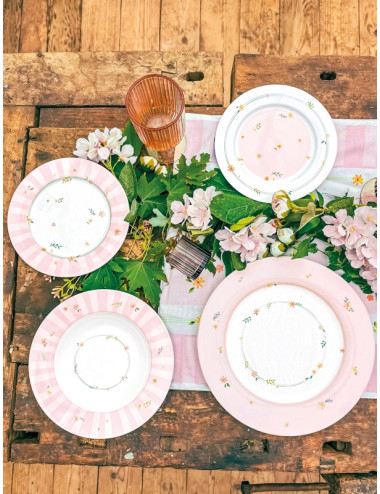 TAVOLA 18 PZ POLLINE ROSA NEW BONE CHINA | Brandani