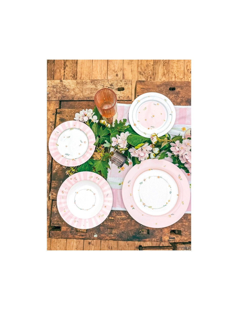 TAVOLA 18 PZ POLLINE ROSA NEW BONE CHINA | Brandani