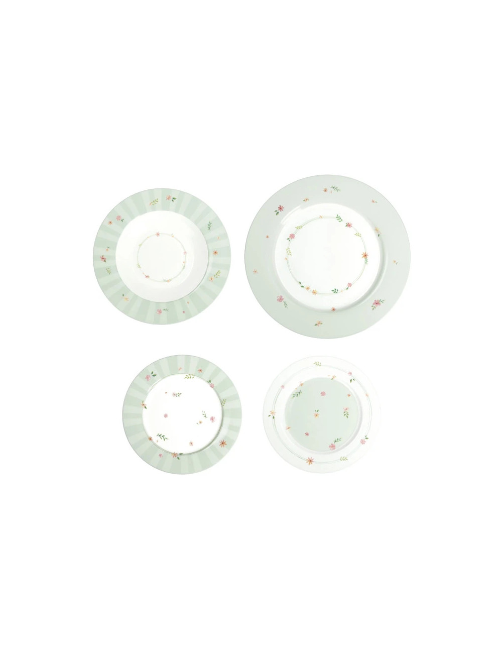 TAVOLA 18 PZ POLLINE VERDE NEW BONE CHINA | Brandani