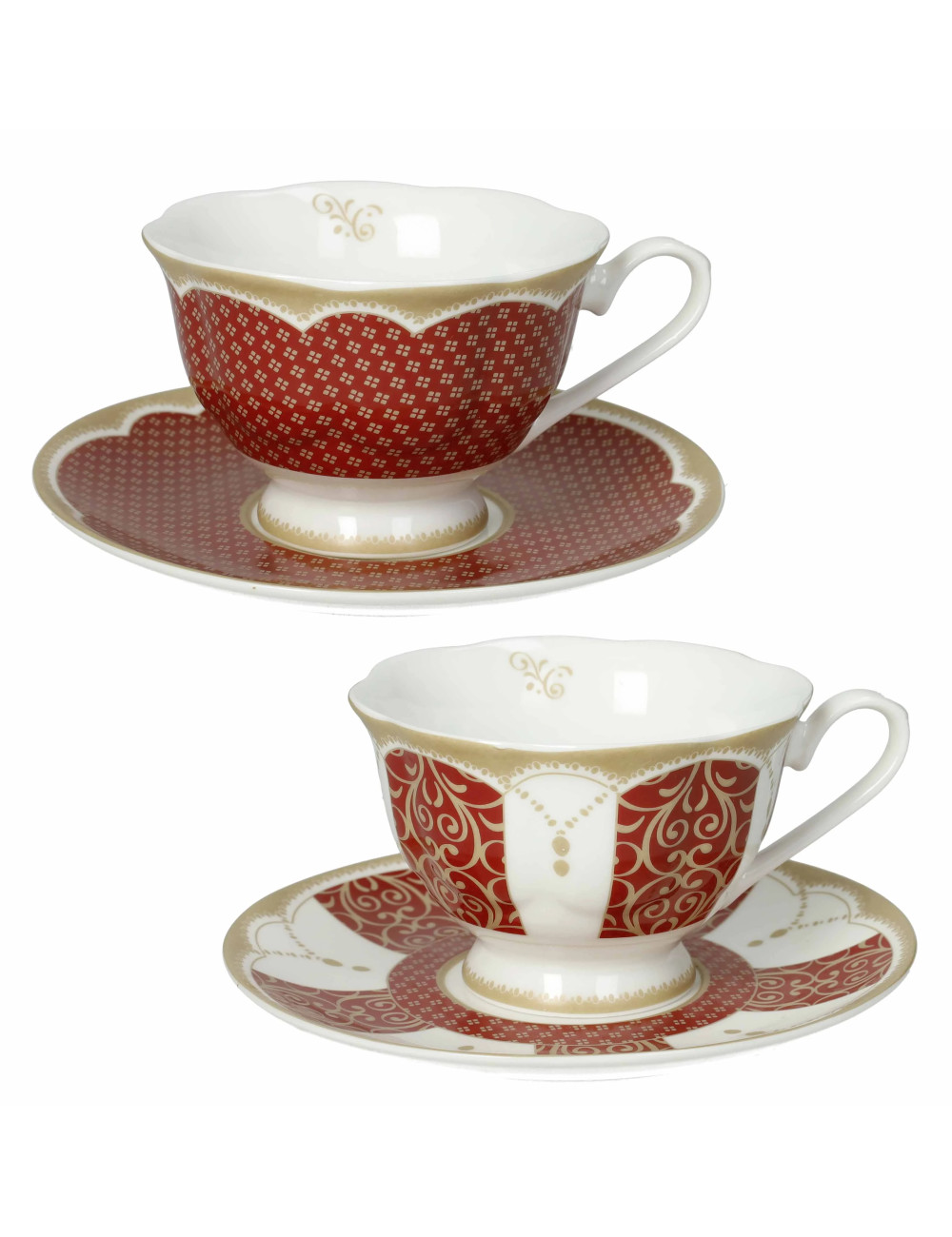 TAZZA THE GOLDEN EYE RED SET 2 PZ NEW BONE CHINA | Brandani