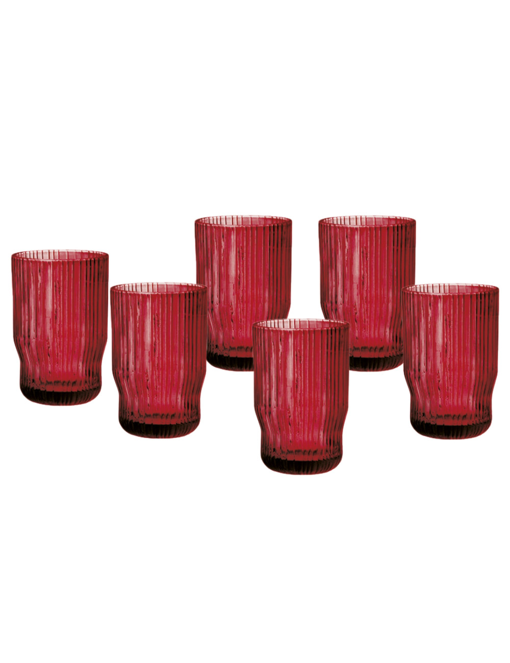 BICCHIERE PLISSE ROSSO SET 6 PZ VETRO | Brandani