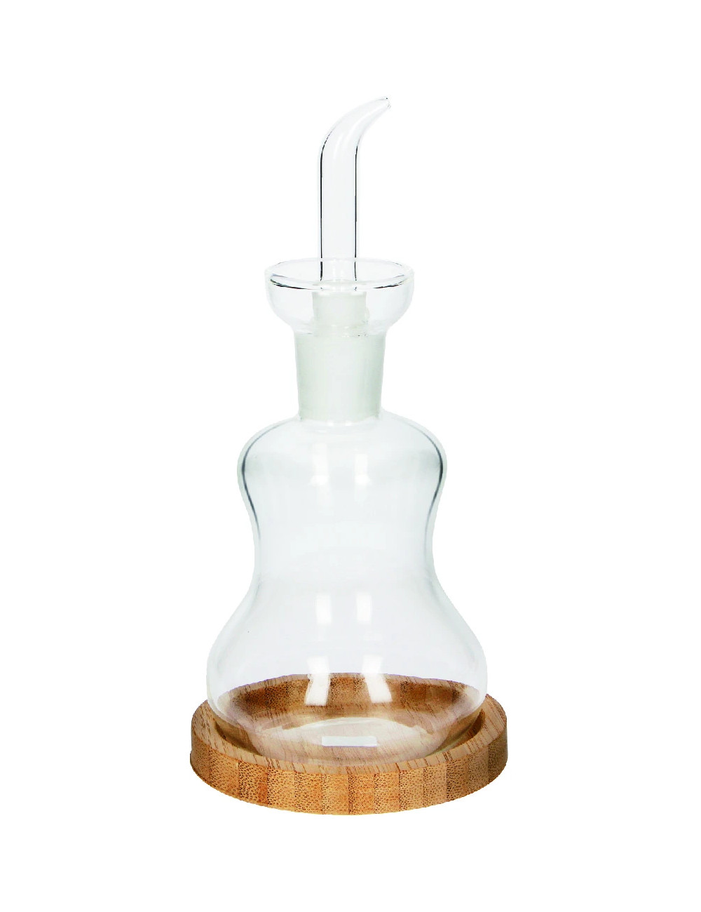 SILHOUETTE GLASS OIL DISPENSER WITH BAMBOO NATURAL BASE | Brandani