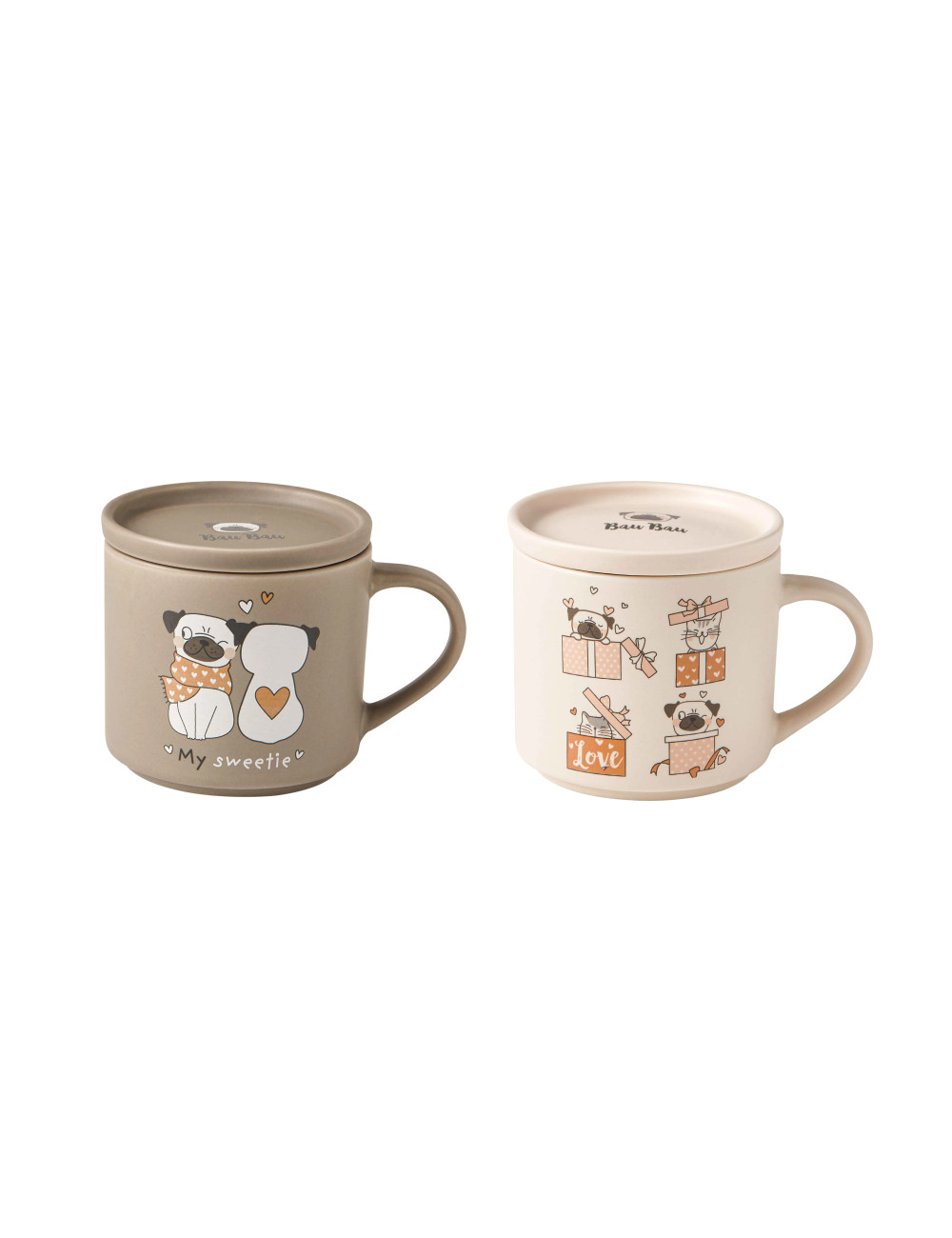 NEW BONE CHINA 2 PCS DOG MUG SET | Brandani