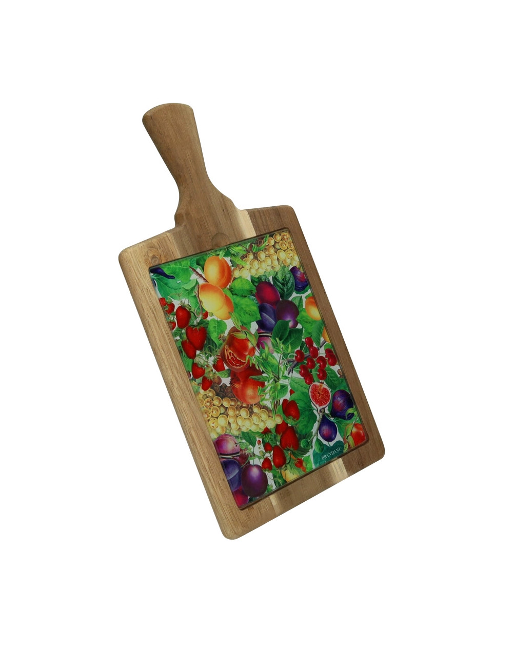 LE PRIMIZIE ACACIA CUTTING BOARD WITH DECORATED GLASS | Brandani