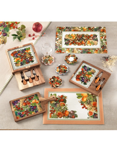 LE PRIMIZIE ACACIA CUTTING BOARD WITH DECORATED GLASS | Brandani