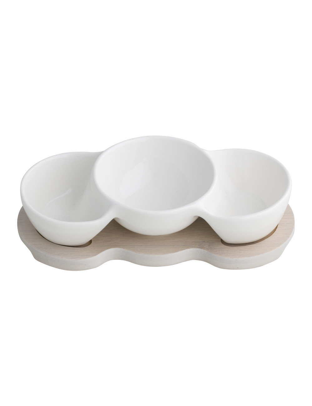 MINI WHITE PORCELAIN HORS D'OEUVRE DISH WBAMBOO STAND | Brandani