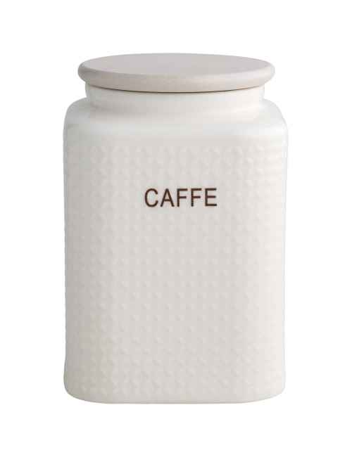 WHITE PORCELAIN COFFEE JAR WNATURAL BAMBOO LID | Brandani