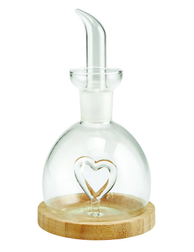 LOVE GLASS OIL DISPENSER WITH NATURAL BAMBOO BASE | Brandani