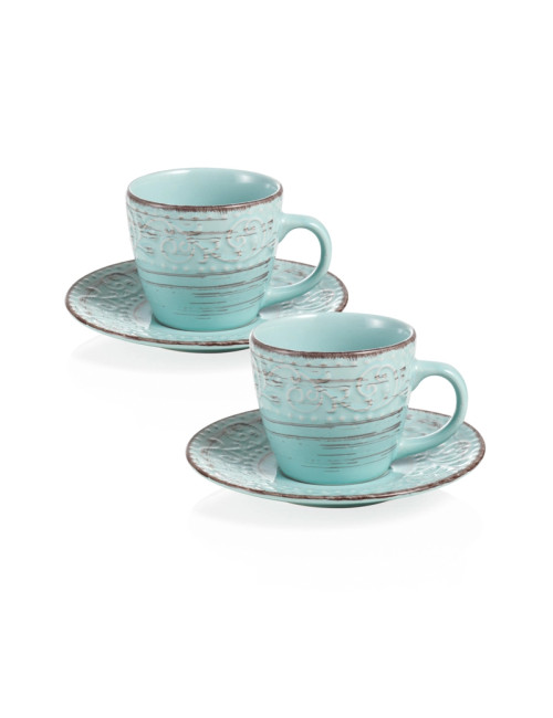 TAZZA CAPPUCCINA SERENDIPITY TURCHESE SET 2 PZ STONEWARE | Brandani