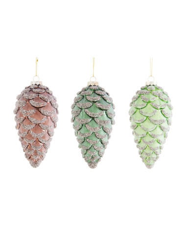 PINE CONE ASS.DECORATIONS GLASS 3 PC SET | Brandani