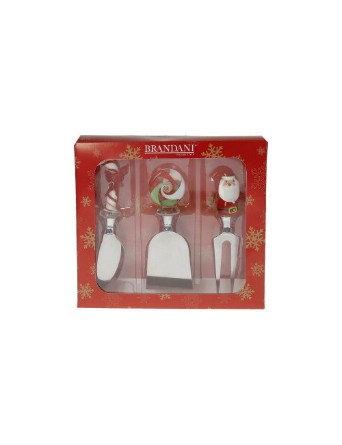 COLTELLI FORMAGGIO CHRISTMAS SET 3 PEZZI VETRO/INOX  | Brandani