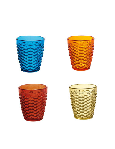 POP SUMMER 4 PCS PLASTIC GLASS SET ASSORTED COLORS | Brandani