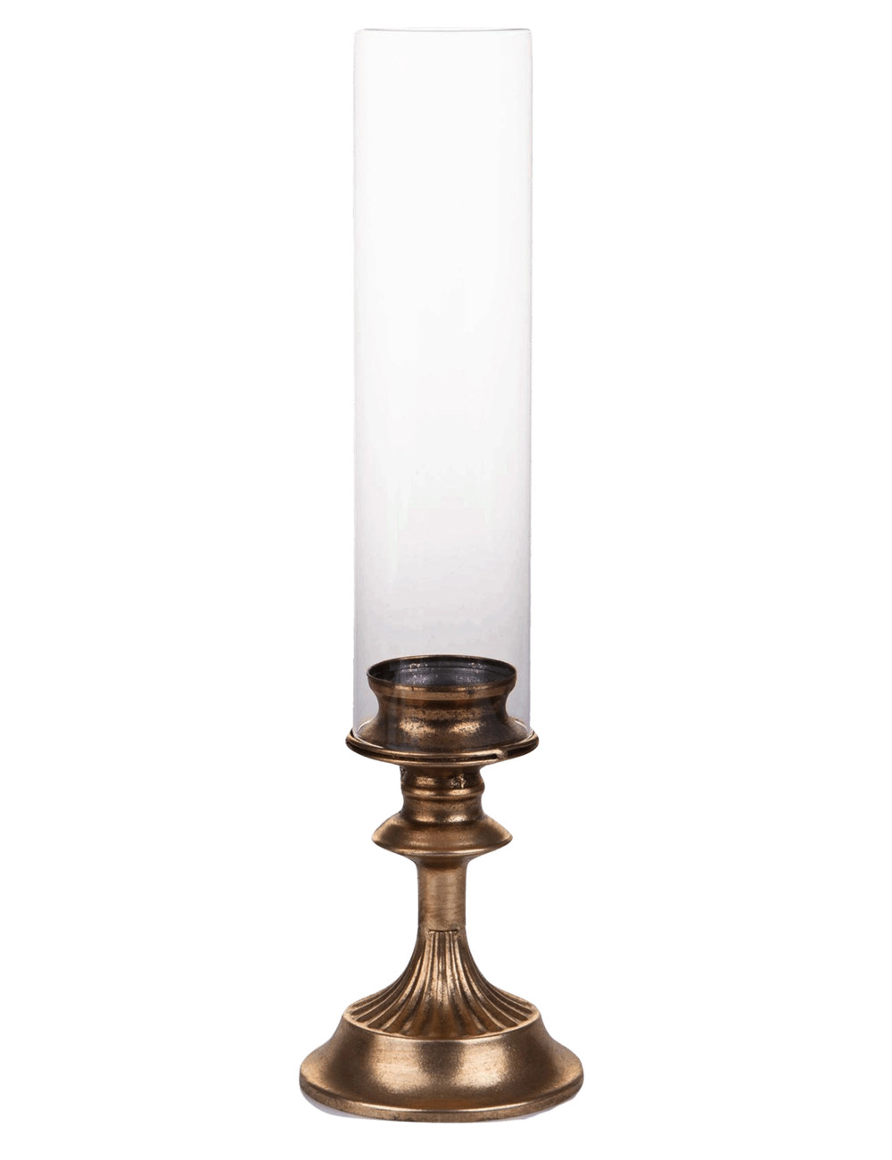 METAL 1 FLAME CANDLESTICK W/GLASS | Brandani