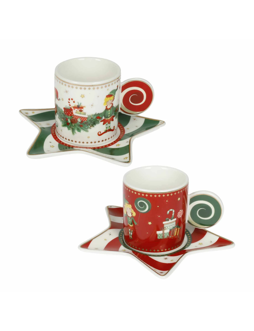 ELFOMAGIA WHITE/RED NEW BONE CHINA COFFEE CUP 2 PC SET | Brandani