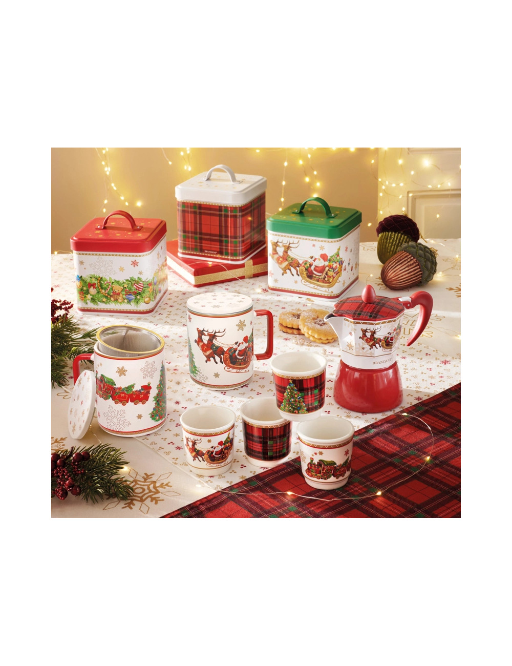 ALUMINIUM CHRISTMAS TARTAN 3 CUP COFFEE POT  | Brandani