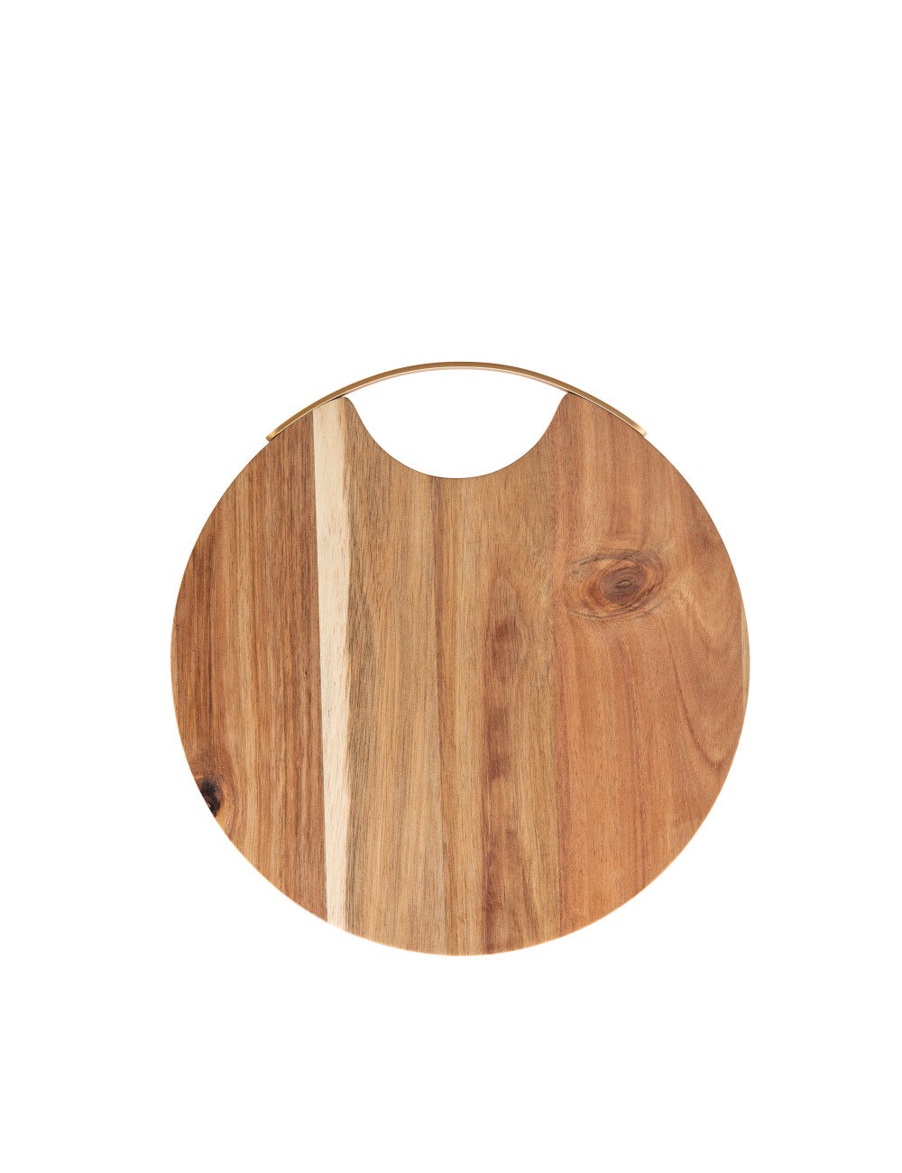 ACACIA WOOD CUTTING BOARD WITH GOLD METAL HANDLE | Brandani