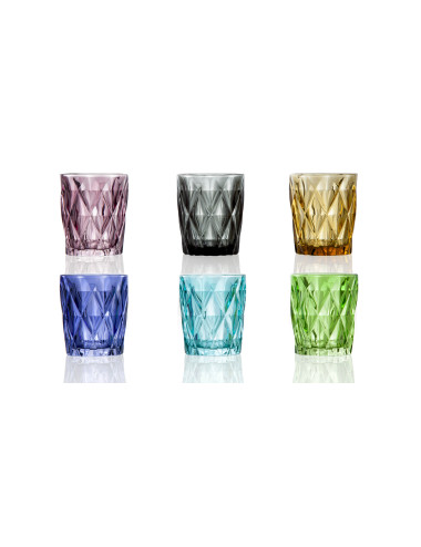 BICCHIERE DIAMANTE COLORI ASSORTITI SET 6 PEZZI IN VETRO | Brandani