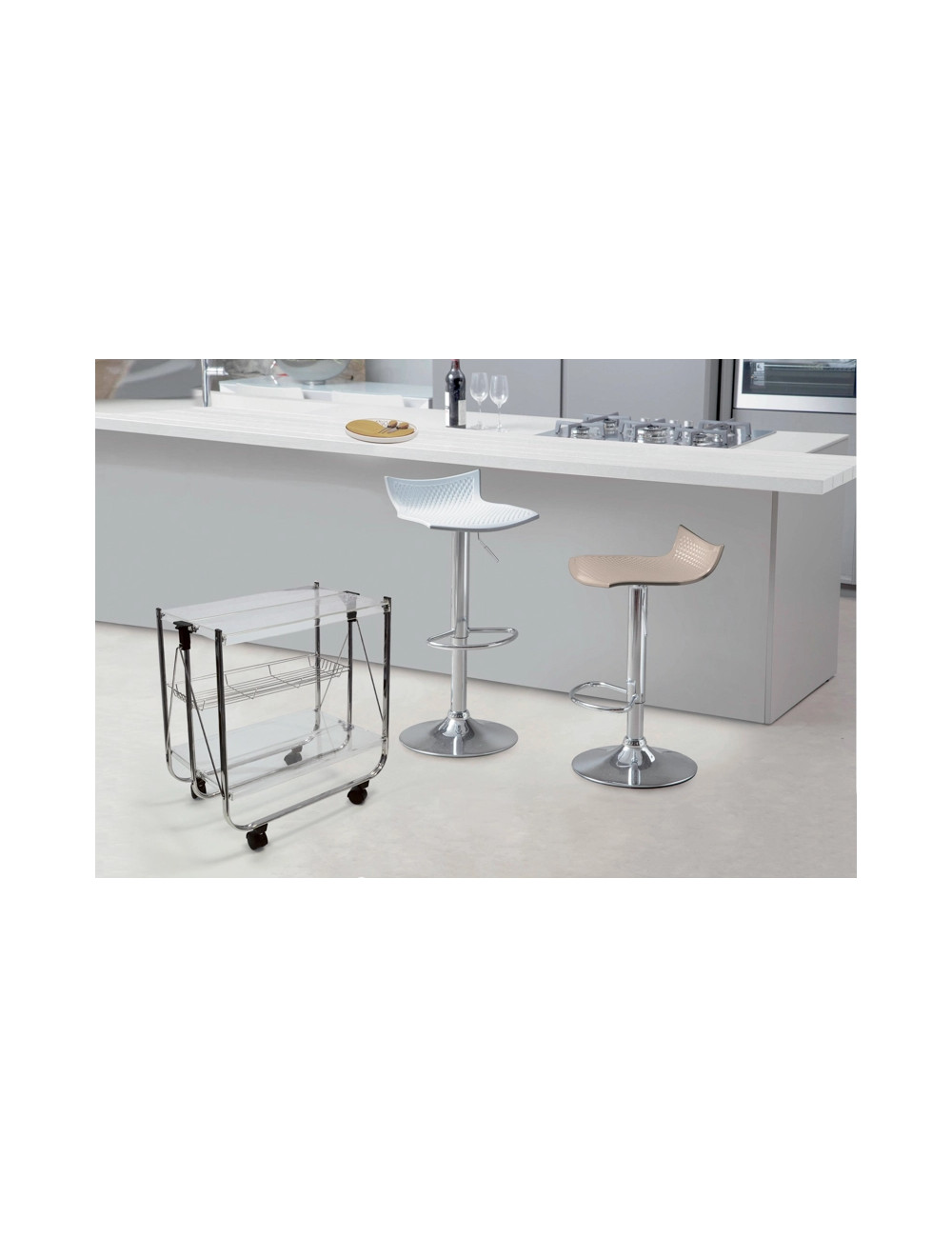 WHITE STOOL ABSSTAINLESS STEEL | Brandani