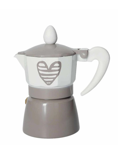 BATTICUORE DOVE GREY ALUMINIUM 1 CUP COFFEE MAKER | Brandani