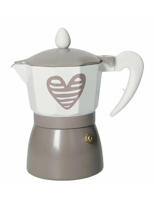 BATTICUORE DOVE GREY ALUMINIUM 3 CUPS COFFEE MAKER | Brandani