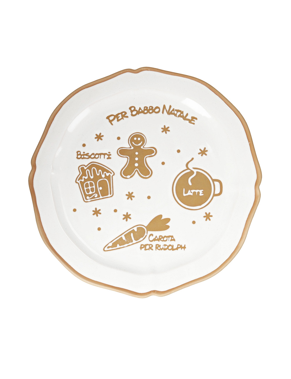 GINGERBREAD FATHER XMAS PLATE STONEWARE | Brandani