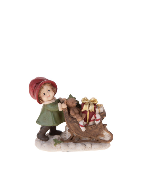 GIRL W/SLEIGH AND GIFTS RESIN | Brandani