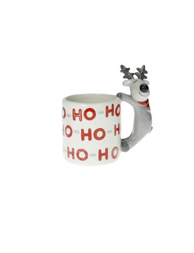 DOLOMITE HO-HO-HO GREY REINDEER MUG | Brandani