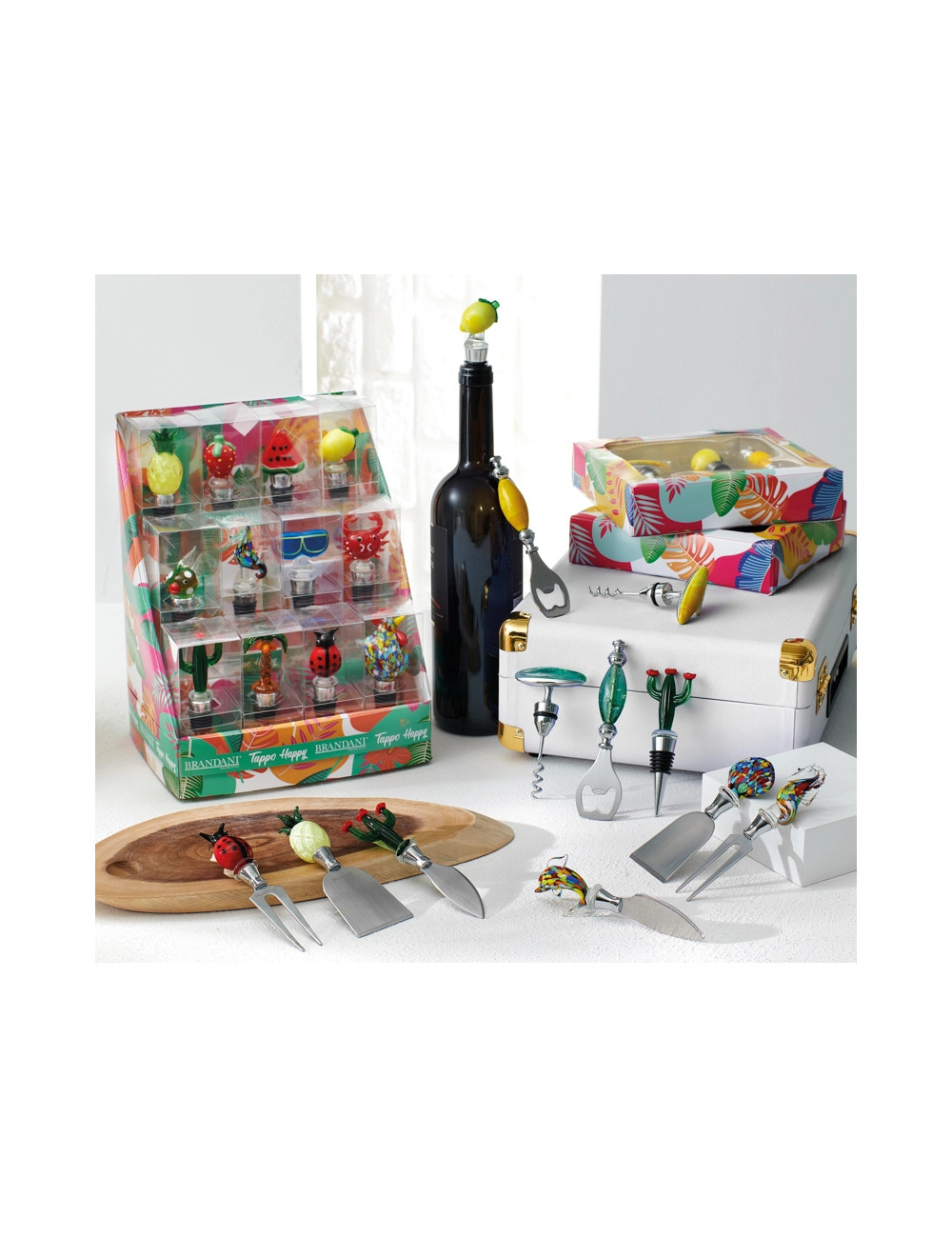 SET VINO CACTUS 3 PEZZI VETRO/INOX/ZINC ALLOY | Brandani