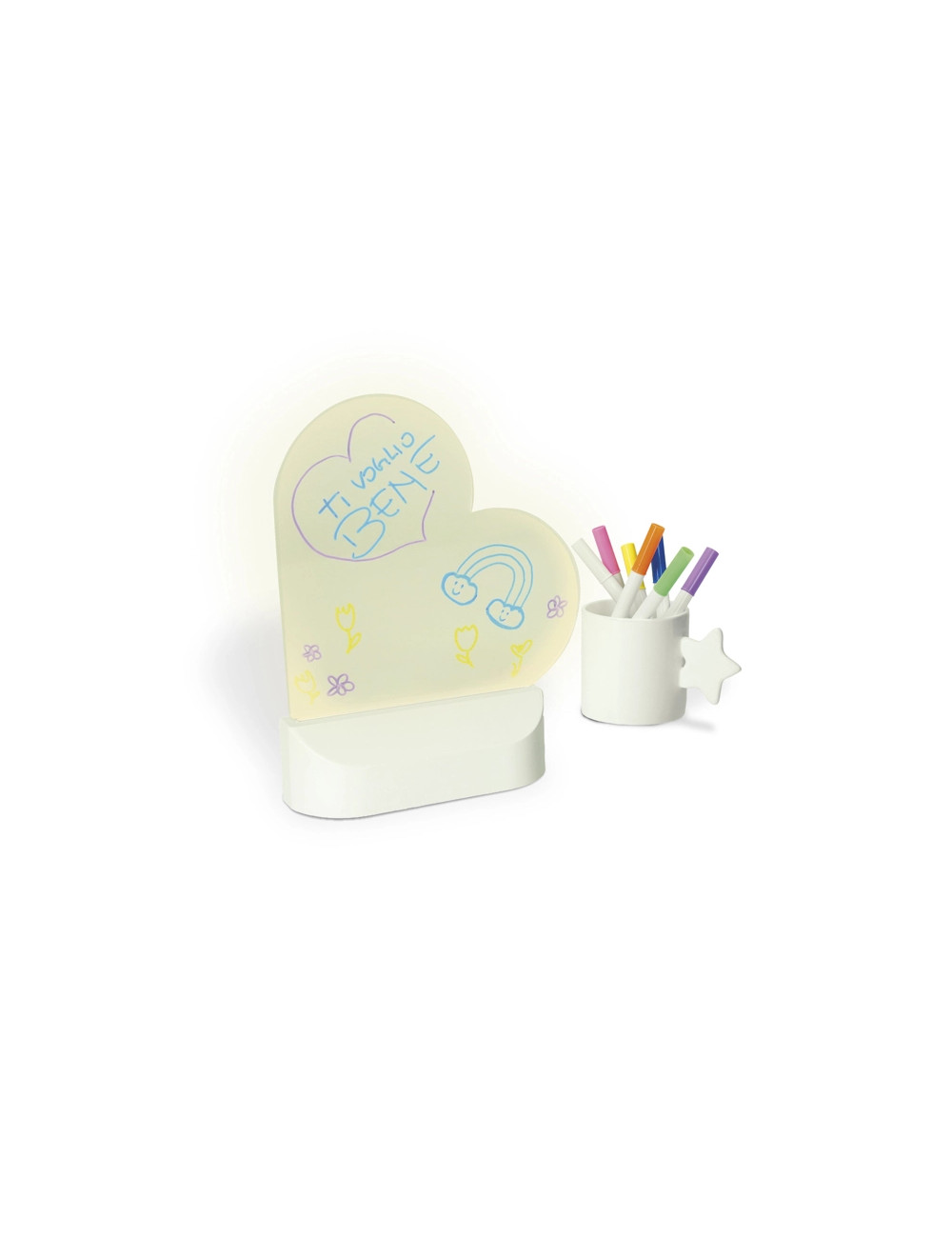 MEMO LED HEART SHAPE USB BOARD WITH MARKERS ABS/ACRYLIC  | Brandani