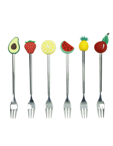 FORCHETTINA SILVER FRUTTI ASS SET 6 PZ INOX/SILICONE | Brandani