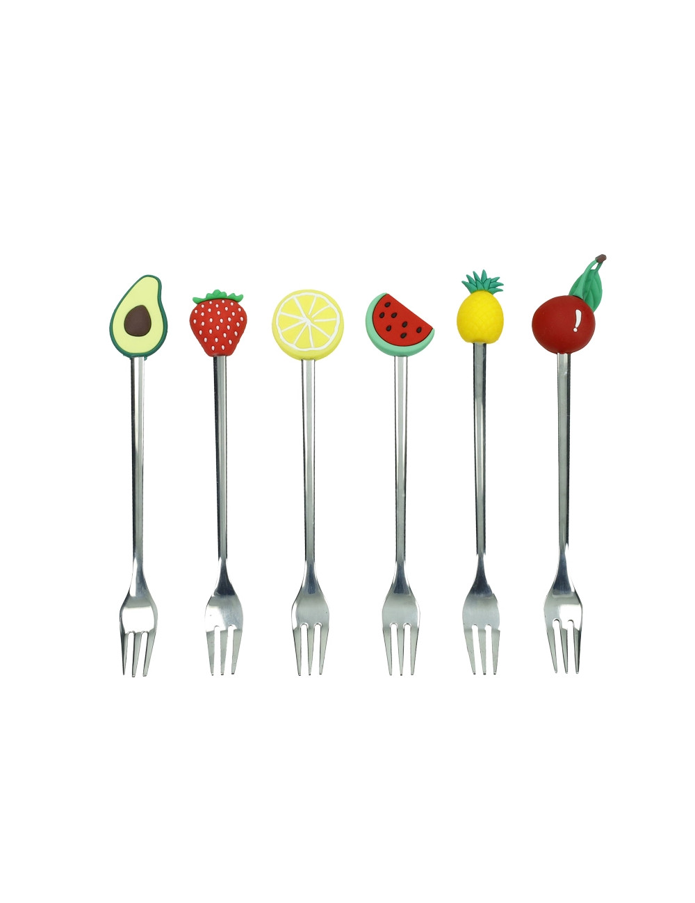 FORKS SILVER ASSORTED FRUITS SET 6 PCS INOX/SILICON | Brandani