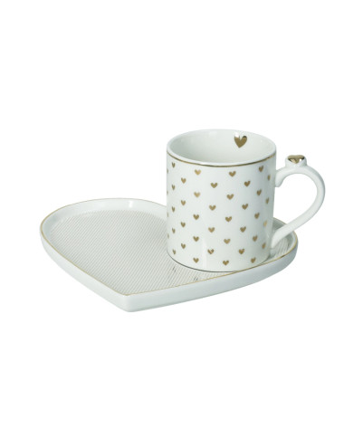 TAZZA C/VASSOIO AMORE MIO RIGHE NEW BONE CHINA | Brandani