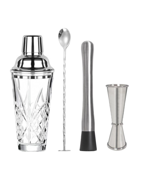COCKTAIL SET C/ACCESSORI SET 4 PZ INOX/VETRO/PP | Brandani