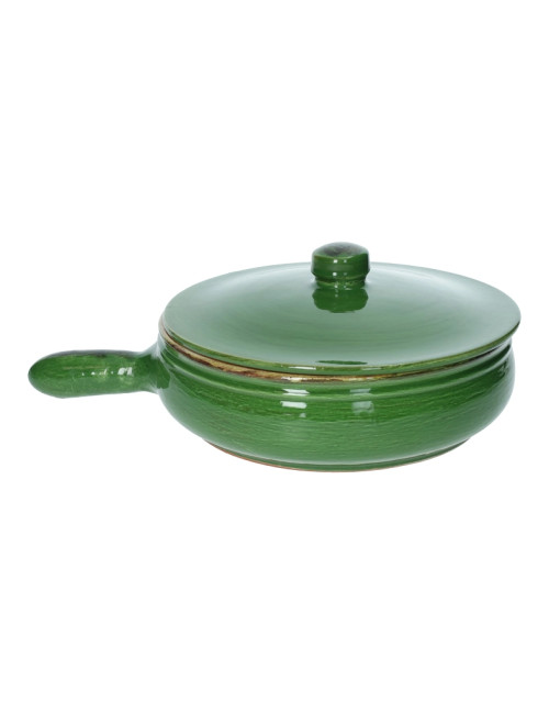 TEGAME BASSO VERDE 1 MANICO C/COPERCHIO TERRACOTTA DA FUOCO | Brandani