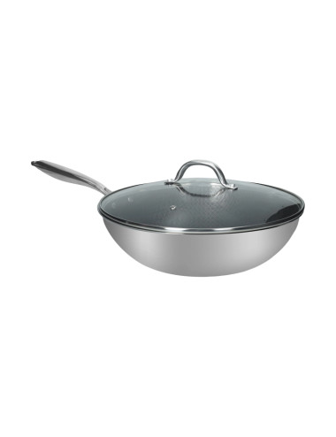WOK CUORICINI INOX 3PLY/ALL/CER C/COPERCHIO VETRO | Brandani