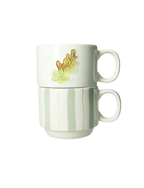 TAZZA IMPILABILE FOGLIA E RIGHE SET 2 PZ STONEWARE | Brandani