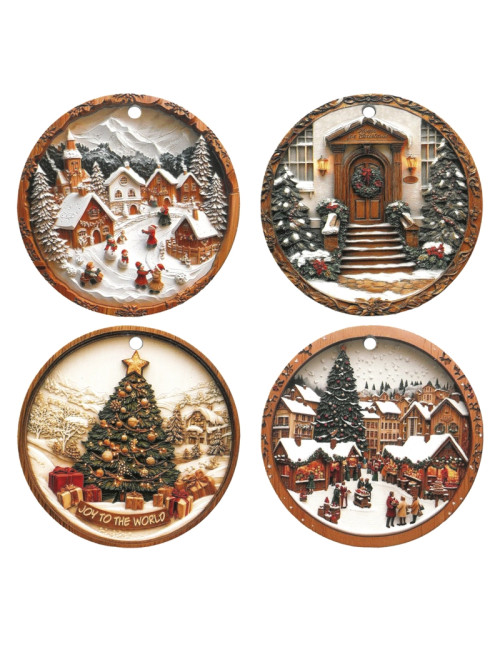 DECORATION BIANCO NATALE SET 4 PZ CERAM/SUGHERO | Brandani