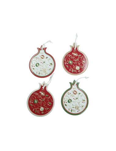 DECORATION TEMPO DI FESTA SET 4 PZ CERAM/SUGHERO | Brandani