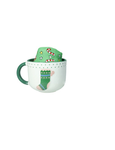 TAZZA COLAZIONE CALZA NEW BONE CHINA C/CALZINI COTONE | Brandani