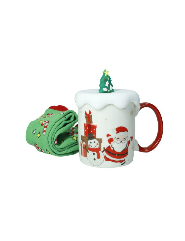 MUG NEW BONE CHINA C/TAPPO ALBERO SILICONE E CALZINI COTONE | Brandani
