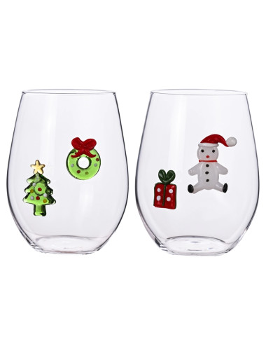 BICCHIERE W IL NATALE SOGGETTI NATALIZI ASSORTITI SET 2 PZ  | Brandani