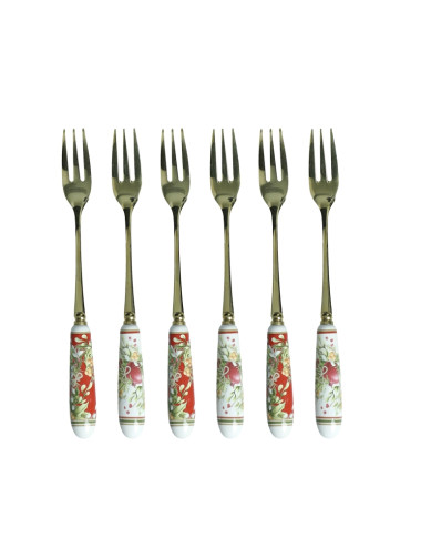 FORCHETTINA CAROL SET 6 PZ INOX C/MANICO CERAMICA | Brandani
