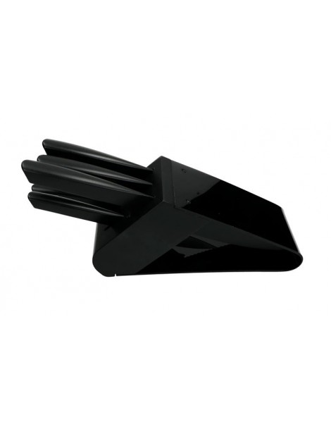 BLACK ACRYLIC KNIFE BLOCK WITH 5 STAINLESS STEEL KNIVES