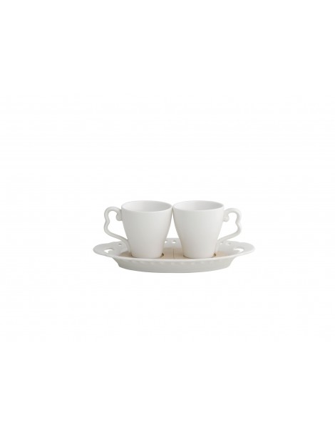 TETE A TETE WTRAY WHITE PERFORATED PORCELAINBAMBOO