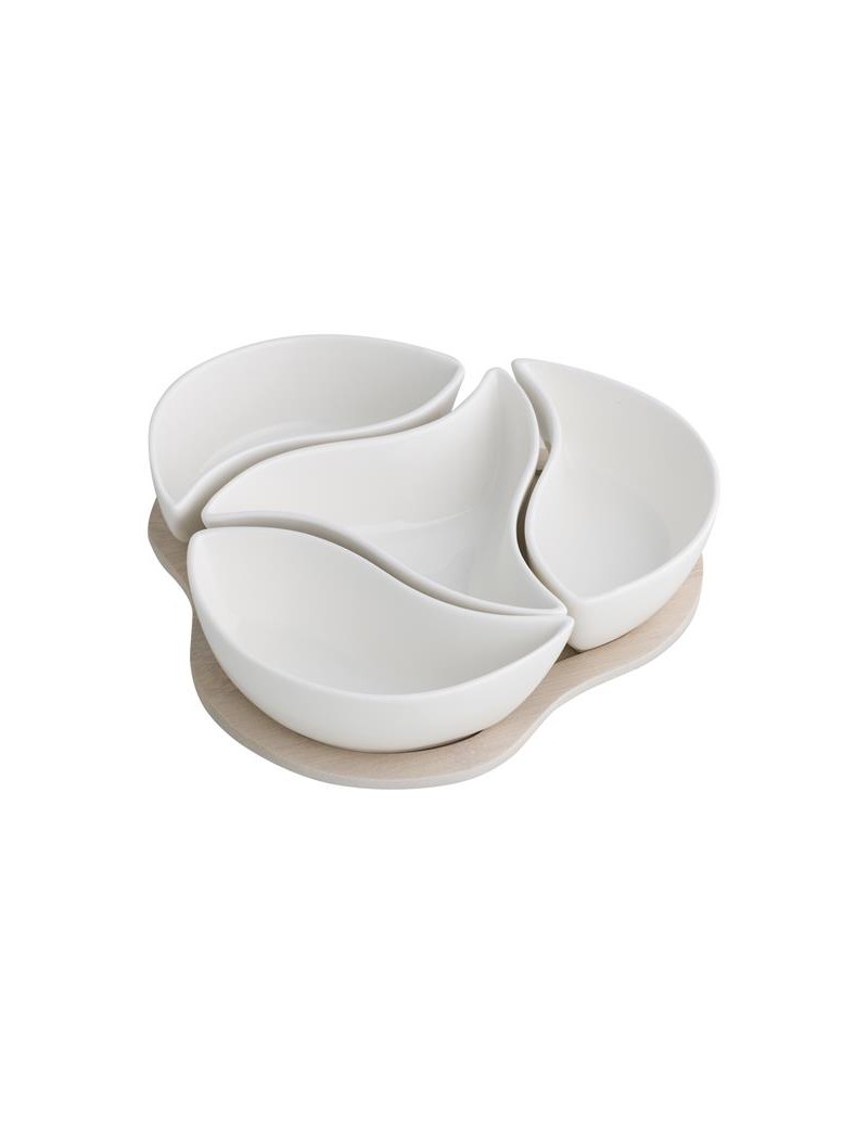 THREE LEAF CLOVER WHITE PORCELAIN HORS D'OEUVRE DISH WBAMBO