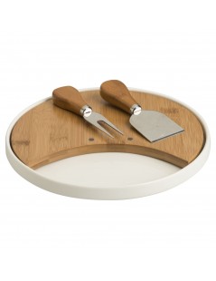 PORCELAIN BAMBOO BOARD W2 STAINLESS STEEL CHEESE KNIVES